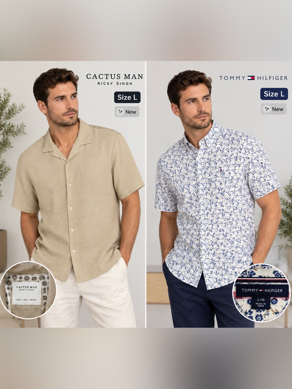 Tommy Hilfiger /Cactus Man 2-Piece Men’s Shirt Bundle – Size L – NEW with Tags